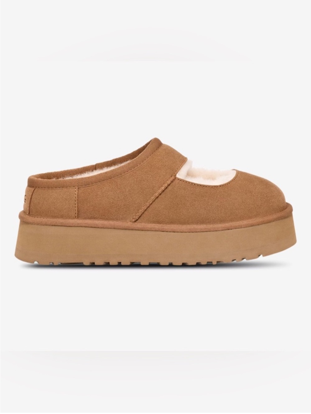UGG Women's Bea Shearling Platform Chestnut Mary Jane Shoes - Picture 4 of 12